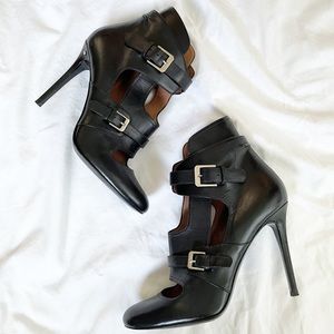 Laurence Dacade Black Leather Biker Bootie Heels